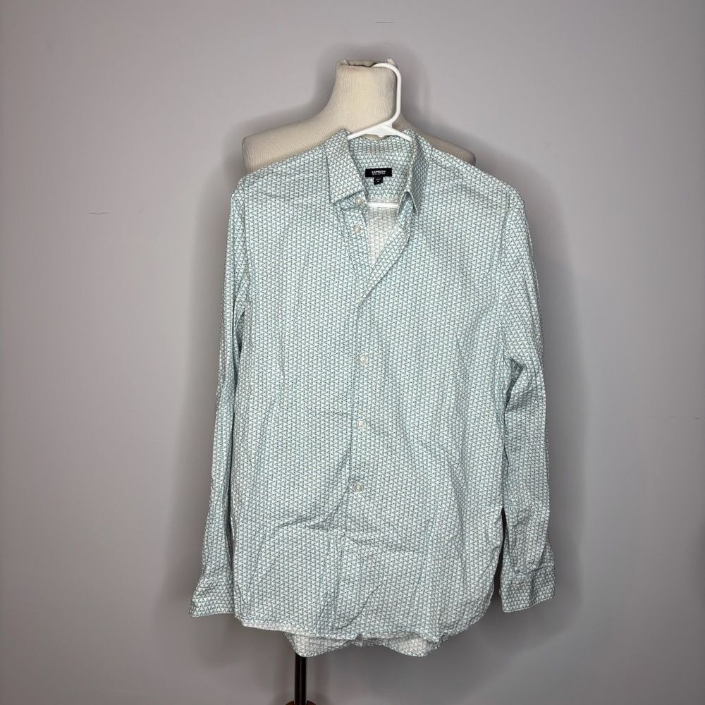 Express- Blue & White Extra Slim Button Down